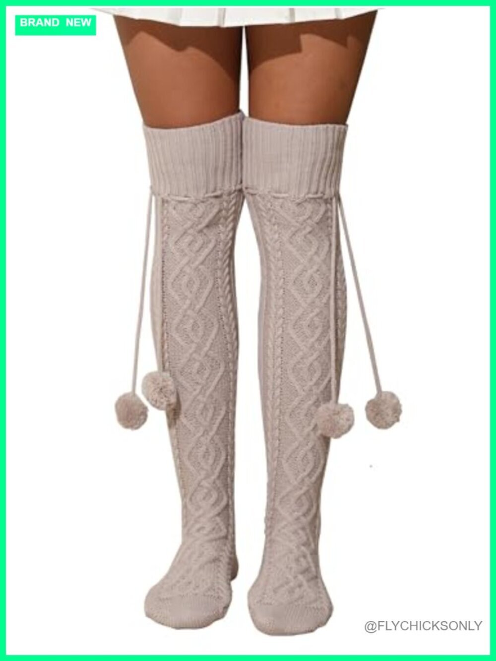 Cable Knit Thigh High Socks Leg Warmers Over the Knee Boot Stockings